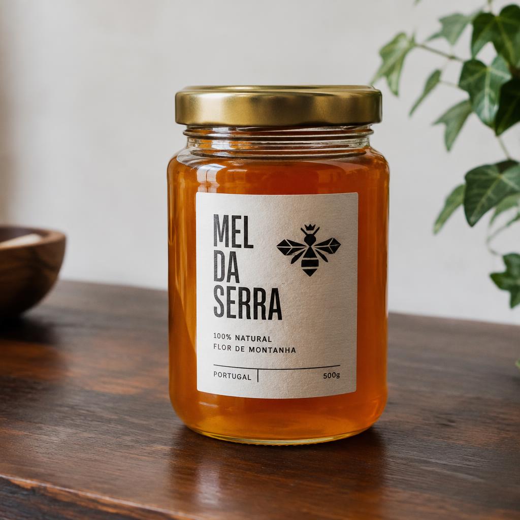 Rótulo personalizado num frasco de mel